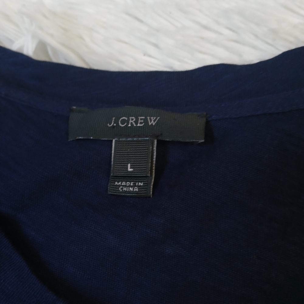 J Crew Navy Blue Red Checkered Sequin Beaded Shirt - Picture 8 of 10